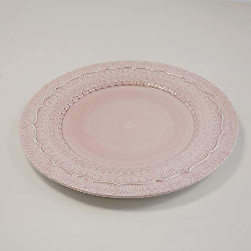 Decor Essentials Porcelain Embossed Charger Pastel Themed Weddings Plates Easter Spring Dinner (Pink)