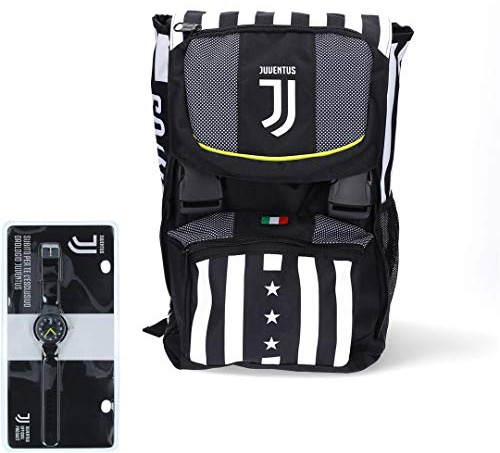 JUVENTUS Zaino estensibile Big - Collezione Scuola 2020/2021 - Orologio in regalo - 100% originale - 100% prodotto ufficiale