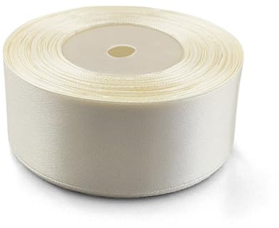 Netuno 1x Satinband Ecru 38 mm x 32 m Schleifenband Geschenkband Dekoband Stoffband bunt Satinrolle farbig Bänder elegant zum Basteln für Hochzeit Taufe Geburtstag Weihnachten Ostern Geschenk
