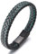Halukakah Kinder ● Jazz Junior ● Jungen Echtes Leder Handgemachtes Geflecht Schwarz Mix Grün Armband 6-12 Jahre alt. Titan Mattierter Magnetverschluss 18cm mit Geschenkbox