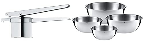 WMF Gourmet Multipresse 26,5 cm, Kartoffelpresse, Spätzlepresse & Gourmet Schüsselset 4-teilig, Rührschüssel, Salatschüssel, Servierschüssel, Cromargan, stapelbar