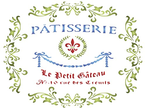 Stampini per pasticceria, 26,67 x 21,59 cm (M) - Stencil vintage a tema francese per pittura