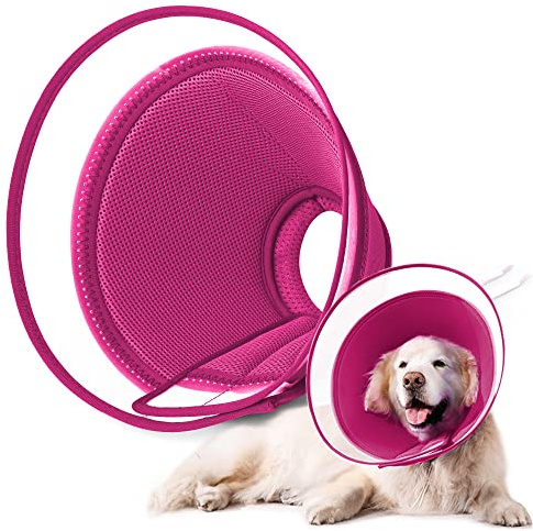 Halskrause Hund Leckschutz, Weich Schutzhalsband Kegelhalsbänder Verstellbar Genesungshalsband, Atmungsaktive Haustier Elisabethanischer, Hundehalskrause, Leckschutz Hund (S, RED)
