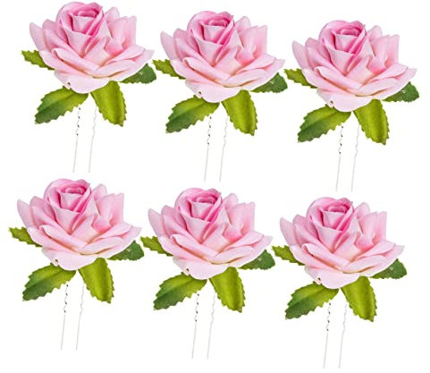 6Pcs Rosa Dei Forcella Decorazioni Per Fiore Tornante Acqua Di Rosa Rossa Clip Di Per Le Ragazze Tiara Per Le Ragazze Barrette Per Le