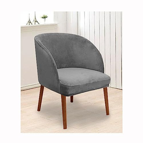 XGANGM Moderne Esszimmerstuhlbezug mit Rund Lehne Armlehne Stuhlhussen 2/4er/6er Set Samt Stuhlbezug Stretch Stuhlüberzug Abnehmbar Waschbar Stuhlabdeckung für Hotel,Bar, Küche,F,2PCS