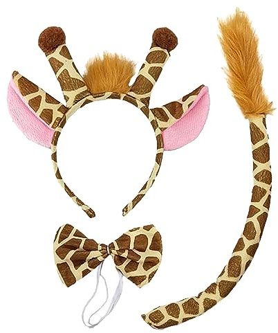 SKHAOVS 3-Piece Giraffe Costume Set - Ears, Tail & Bow Tie for Kids' Animal Cosplay - Perfect for Birthday & Halloween Parties
