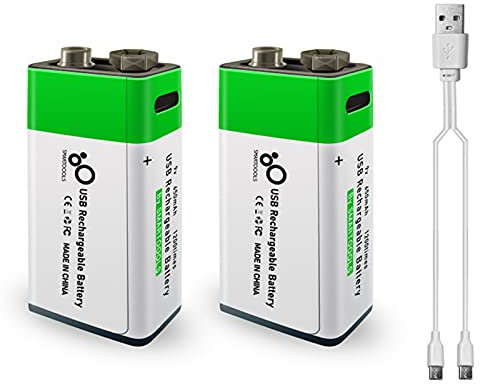 CalmGeek Type-C Port Rechargeable 9V Lithium Battery 650mAh High Capacity Constant Voltage Quick Recharge Environmental Friendly Utility Reusable Battery for Microphone Guitar