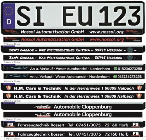 Kennzeichenhalter schwarz mit individuellem Wunschtext Bedruckt NEU (2)