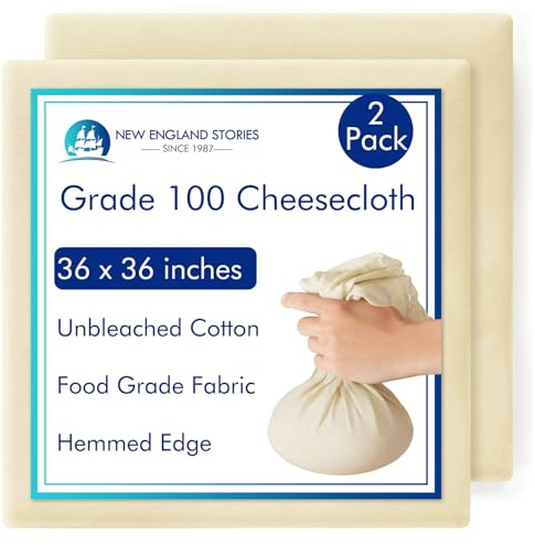 2 Yards Reusable Cheesecloth, Grade 100, Cheese Cloth for Straining Craft, 100% Cotton Unbleached Muslin Cloth Strainer for Cooking, Baking, Juicing, Cheese Making