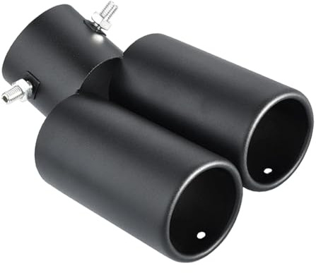 MOCNT Auto Auspuff Endrohr Edelstahl Auspuffblende Endrohr Schalldämpfer Auspuffrohr Universell Auspuffspitze Doppelendrohr Auslass Auspuffendrohr Biegen Schwarz 63mm