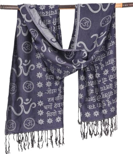 Pashmina Viskose Schal/Stola mit OM Muster, weich | Seidig weicher Schal, beidseitig tragbar, Unisex, 100% Viskose, vielseitig kombinierbar, elegantes Accessoire.