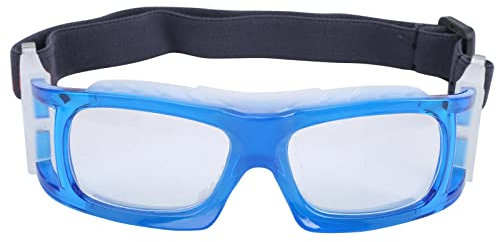 HERCHR Occhiali Sportivi Occhiali da Basket Occhiali Protettivi con Cinturino Elastico Avvolgente Protezione per Occhiali Antiappannamento per Calcio Badminton Tennis(Blu)