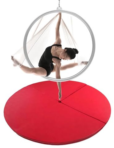 Pole Dance Matte Übungs-Crashmatte für Lyra-Hoop-Stangentanz, 1/2 Dick Sicherheits-Crashmatten für Tanzstangen, Zusammenklappbare Tragbare Yogamatte für Aerial-Hoop-Tumbling(Color:Red,Size:180cmx3cm