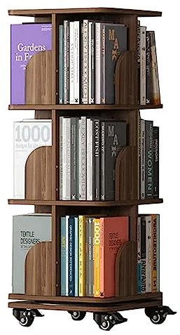 YTGHBIML Bücherturm Freistehend 360° drehbares Bücherregal mit Rollen, stehendes Bücherregal, 2/3/4 Etagen, Bücherregal, Organizer, mobiles Heim-Bücherregal perfekte Darstellung