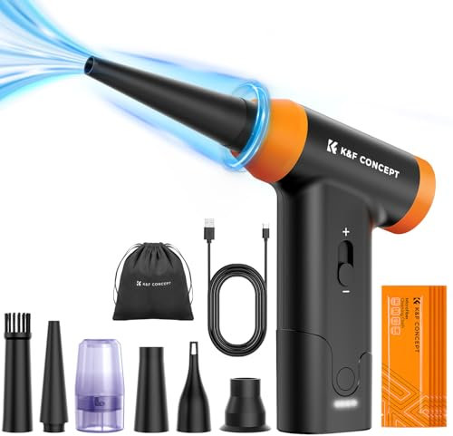 K&F CONCEPT 2 in 1 Soffiatore Aspiratore 150000RPM, Aria Compressa Elettrico 5000mAh, Air Duster Spolverino Motore Brushless, per Fotocamera, Auto, PC, Tastiera, All'aperto, Casa
