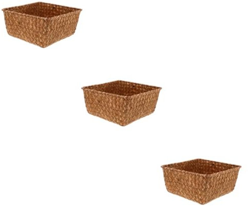 Zerodeko 3pcs Woven Seagrass Storage Basket Versatile Organizer Box for Kitchen Garlic Desktop and Household Clutter for Easy Organization