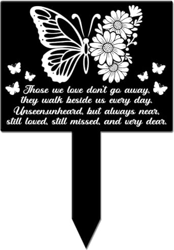 GLOBLELAND Piquet de Jardin Rectangulaire en Forme de Marguerite et de Papillon Plaque Commémorative pour Cimetière Piquet de Tombe en Acrylique Piquet de Jardin de Sympathie Étanche pour Cimetière