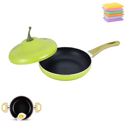 Cacerola poco profunda con tapa, cacerola de hierro fundido, olla de hierro fundido esmaltado for sopa, cocotte de tomate, olla antiadherente for sopa, lata de pasta, olla multifunción(Frying Pan)