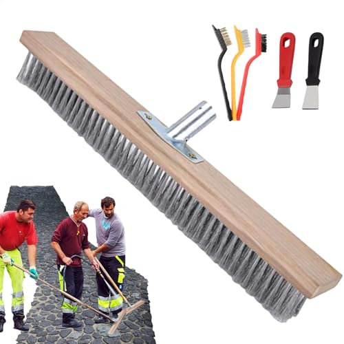 Balai d'extérieur haute performance – Balai robuste pour la cour et les trottoirs | Balai d'extérieur stable avec support en métal, balai de route résistant aux intempéries pour terrasse, garage,