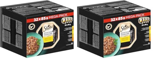 SHEBA Adult Katzenfutter nass - 32x85g Schalen - Geflügel Variation in Sauce - Nassfutter für Katzen - 1 Großpackung (Packung mit 2)