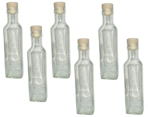 COSE DA CASA 6 Bottiglie in vetro 250 ml con tappo per liquori limoncello decorazioni decoupage bomboniera bottigline olio sali minerali collezione
