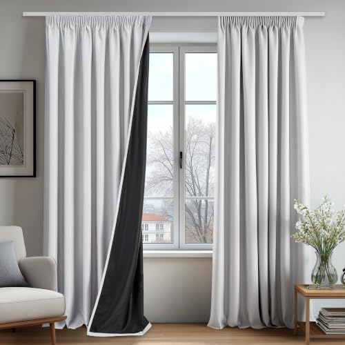 Deconovo Tende Oscuranti Totali per Interni, 2 Pannelli, 140x245 cm | Termiche Isolanti con Fettuccia, Moderne ed Elegante, per Camera e Soggiorno, Certificato OEKO-TEX, Grigio Perla