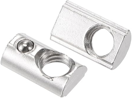 TA-VIGOR M6 T Slot Nuts Roll-in Spring T-Nuts, Carbon Steel Nickel Plated for 2020 Series Aluminium Extrusion Profile Rail 6mm Slot, 50Pcs