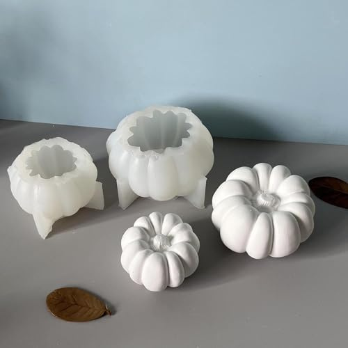 Silikonformen Gießformen Herbst, 2er 3D Silikonform Kürbis Gießform Kürbis Gießformen Silikon Herbst Silikonform Halloween Gips zum Gießen Kürbis Giessformen Halloween für DIY Gips Kerzen (2PCS)