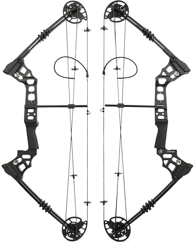 FQH Compound Bow Set with All Archery Kit Accessories Draw Weight 20-70 lbs Adults and Hunters IBO 320fps for Outdoor Hunting Target Archery Practice (Left/Right) (Only the Bow（Black-Left）)