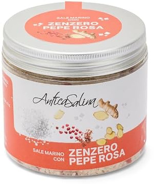 Antica Salina Sale Marino Aromatizzato, Set 6 Gusti, 200 g per Gusto, Arancia, Limone, Paprika, Aglio e Peperoncino, Zenzero e Pepe Rosa, Salvia e Basilico (Sale Marino Zenzero e Pepe Rosa)