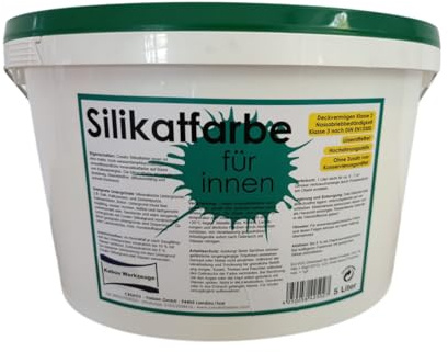 Kabou Silikatfarbe Innen weiss matt 5 Liter Innensilikatfarbe Wandfarbe gegen Schimmelbefall - extrem deckend - umweltfreundlich - hoch atmungsaktiv