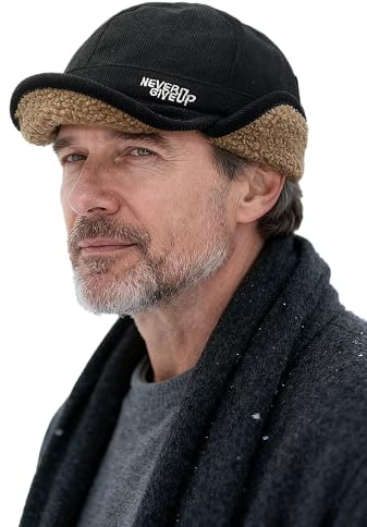 Clakllie Winter Basecap mit Ohrenklappen Fliegermütze Trappermütze Uschanka Russenmütze Warm Wintermütze Bombermütze,DJ05-Black