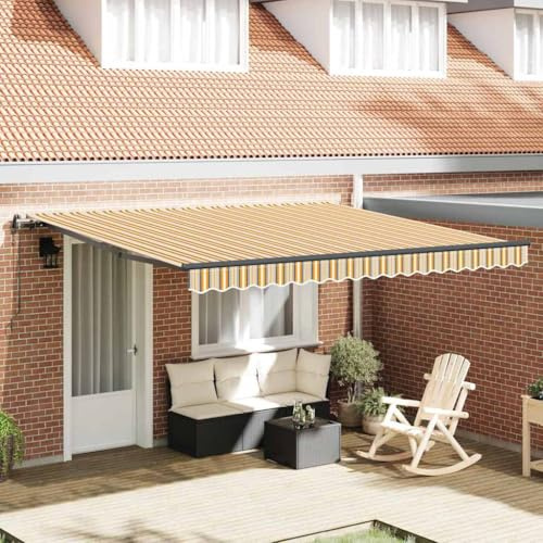 Balkon Markise Fenstermarkise,Einziehbare Markise Mehrfarbig 400 x 350 cm Stoff,Ersatzdach für Pavillon,Balkon und Garten