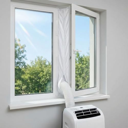 Rudfovn Air Conditioner Window Seal Kit with Zip and Adhesive Fastener for Mobile Ac and Tumble Dryer (400cm)