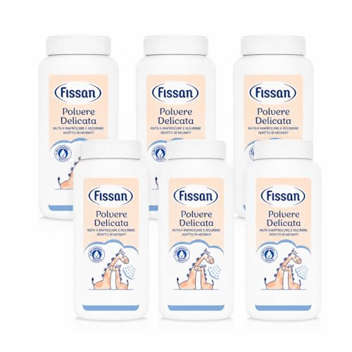 Polvere Delicata - Talco per Neonati e Bambini - Assorbe l'Umidità e Aiuta a Prevenire Arrossamenti - Con Amido di Mais Naturale - Delicata sulla Pelle Sensibile - Uso Quotidiano - 6 Unita da 100g