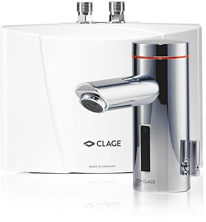 CLAGE MBX3 Lumino elektronischer Klein-Durchlauferhitzer mit Sensorarmatur, für hygienisches + effizientes Händewaschen, 3,5 kW mit Stecker, druckfest, Premum Gerät, VDE-GS geprüft, 1500-15113