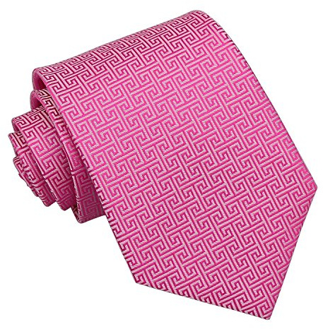 DQT Mens Greek Key Jacquard Tie - 9cm Classic Width Necktie - Wedding, Business & Formal