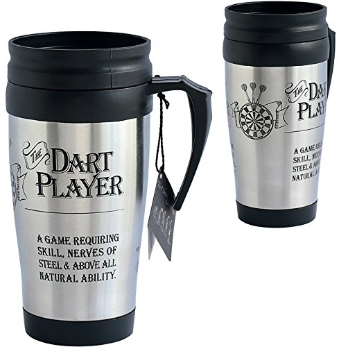 Ultimate Gift for Man 8846 Dart Player Sport Travel Mug, Silver