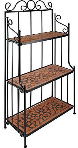 TecTake 800572 - Étagère en Métal Mosaïque, 3 Planches en Mosaïque de Pierre, Cadre métallique galbé - diverses Couleurs au Choix (Terre | No. 402770)