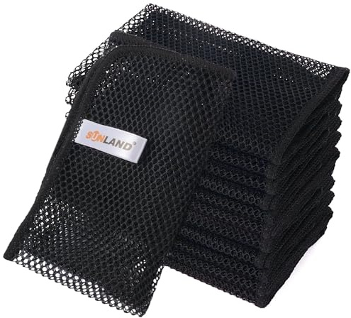 SUNLAND Mesh Dish Cloths for Washing Dishes No Odor Dishes Scrubber for Kitchen-Fast Drying and Easy to Clean Mesh Dish Cloth 12 Pack 12Inch x12Inch Black