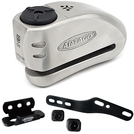 Artago 32S3 Pack Bremsscheibenschloss mit Alarm 120db Hohe Sicherheit + Halterung für Kawasaki Z900, SRA Homologiert