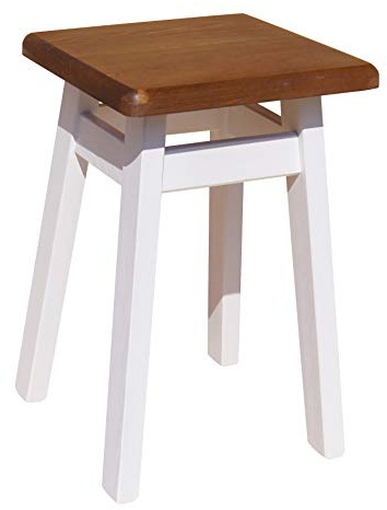 koma Schemel Kiefer Holz Hocker Massive Weiß (Eiche)