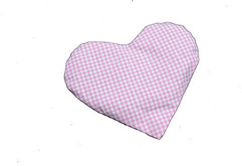 Coussin en forme de cœur à carreaux pour bébé - Coussin de colza - Coussin chauffant - Graines de colza