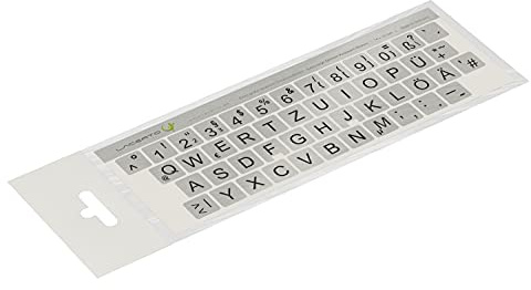 Lacerto® | 14x14mm, extra große Zeichen, deutsche Tastaturaufkleber für Sehbehinderte und Senioren, mit mattem kratzfestem Schutzlaminat, QWERTZ | Farbe: Silber-Schwarz