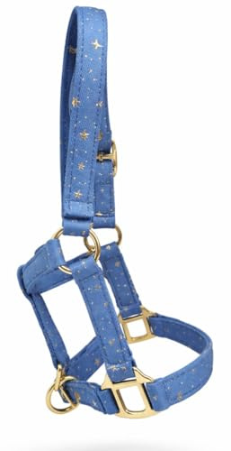 Halfter Starry Sky Hellblau Schwarz Sterne Gold Farben Minishetty Shetty Sternenhalfter Tysons Falabella Minipony (Minishetty, Hellblau)