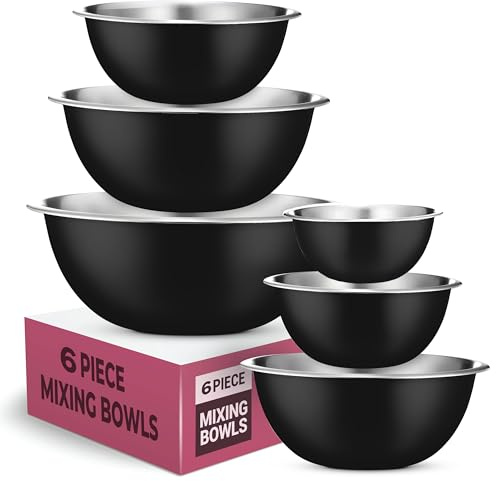 FineDine Stainless Steel Dishware Bowls - Easy To Clean, Nesting Bowls for Space Saving Storage, Great for Cooking, Baking, Prepping, 8 Quarts
