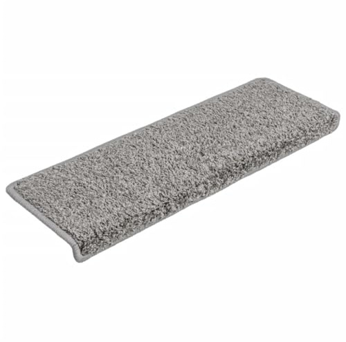 vidaXL Alfombrillas de Escalera 10 uds, Alfombra Antideslizante, Protector de Peldaño, Alfombrilla Adhesiva, Tela Punzonada Gris 65x21x4 cm