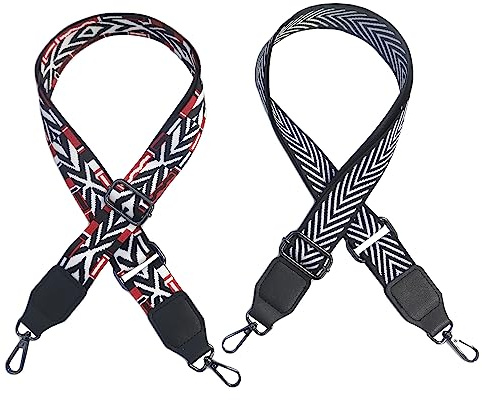 XNJIHWA 2 Stück Boho Taschengurt Verstellbarer 87-145cm Universeller Geflecht Schultergurt mit Silber Karabiner Breit 3,8cm für Taschen DIY Handtaschen