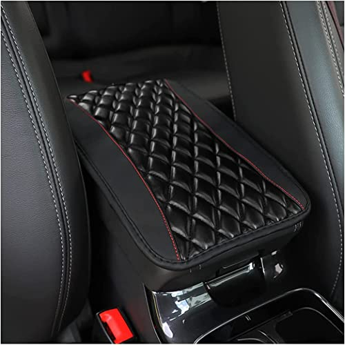 CGEAMDY Car Center Console Cushion Pad, Universal Leather Waterproof Armrest Seat Box Cover Protector,Comfortable Car Decor Accessories Fit for Most Cars, Vehicles, SUVs (Black)