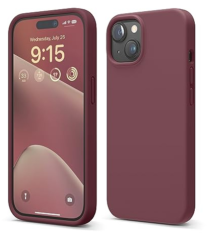 elago Silikon Hülle für iPhone 15 | Premium Silikon Handyhülle, Ganzkörper Schutzhülle [4 Lagige Stoßfeste Struktur], Mikrofaserfutter (Burgunderrot)